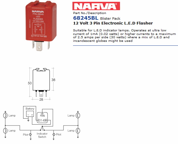 Narva 3pin LED flasher
